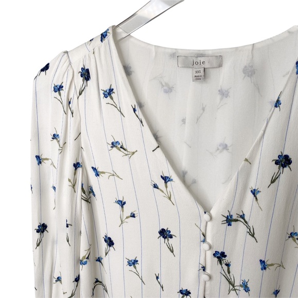JOIE Bologna C Floral Button Down Peasant Blouse XXS - Picture 5 of 12